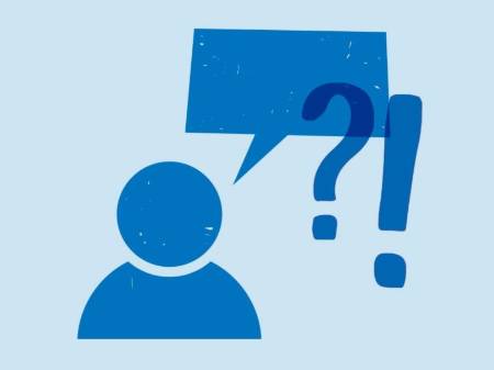 Piktogramm: Person mit Sprechblase, darin ein Frage- und ein Ausrufezeichen